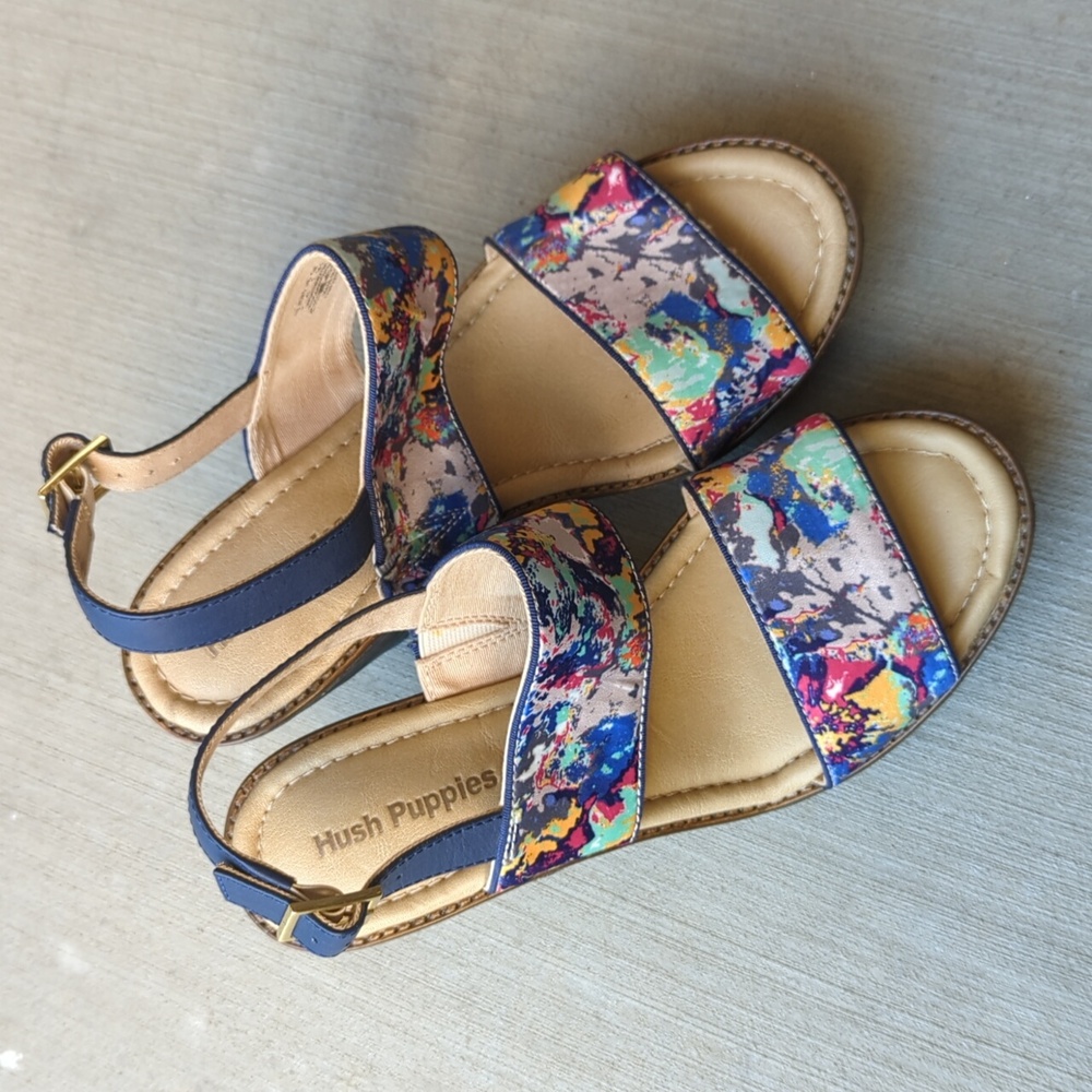 Hush‎ Puppies Women's Colorful Artsy Platform Wedge Sandals Size 9